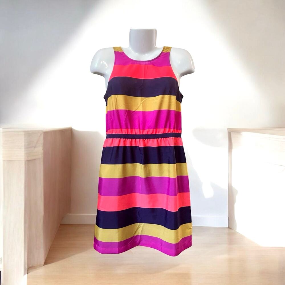 Ann Taylor Loft Women's Bold Color Block Sleeveless Mini Dress Modern Retro SZ S